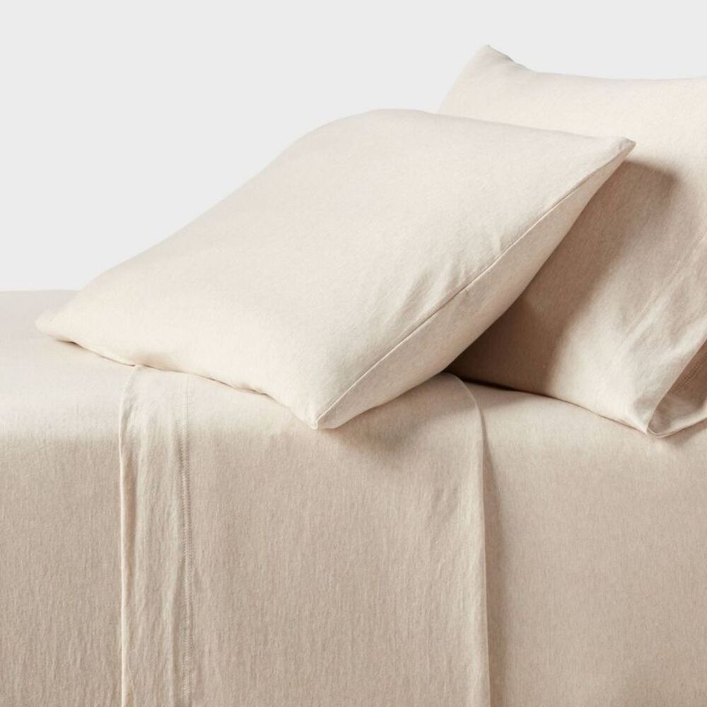 Twin Cotton Jersey 3-Piece Sheet Set Bedding - Heather Oatmeal
